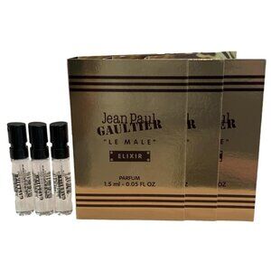 Jean Paul Gaultier 3 Piece Le Male Elixir Parfum Sample Spray 0.05oz 1.5ml/ea